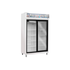 Heladera Vertical 2 Puertas Corredizas con Cenefa.