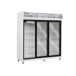 Heladera Vertical 3 Puertas Corredizas con Cenefa.